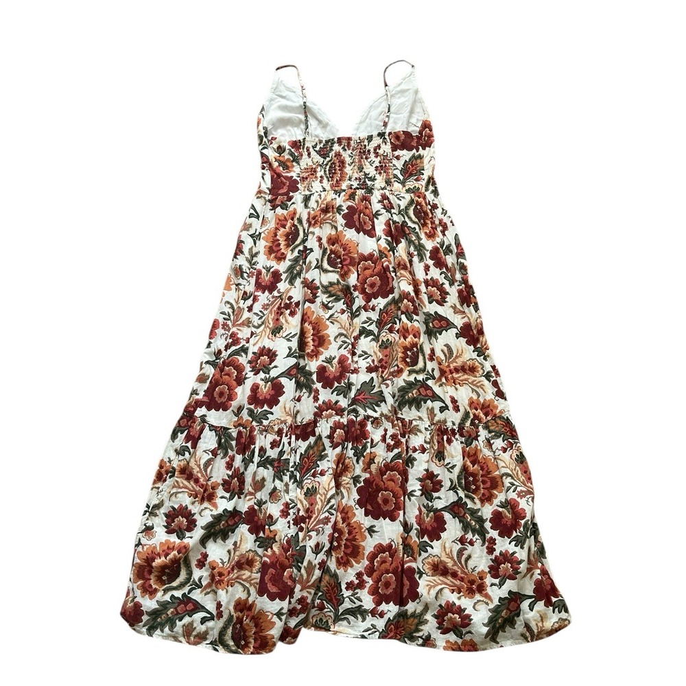 Abercrombie & Fitch Floral Linen Blend Maxi Dress Tiered Button Front, Large P - Picture 5 of 7